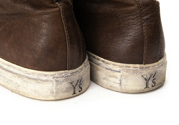 Y's for men Distressed Leather Sneakers Brown Size 28cm