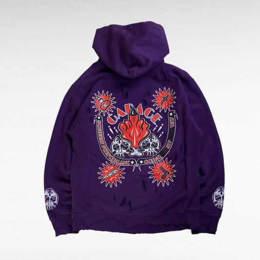 CARACE Remake Boro Reverse Weave Sweat Hoodie Purple Size M