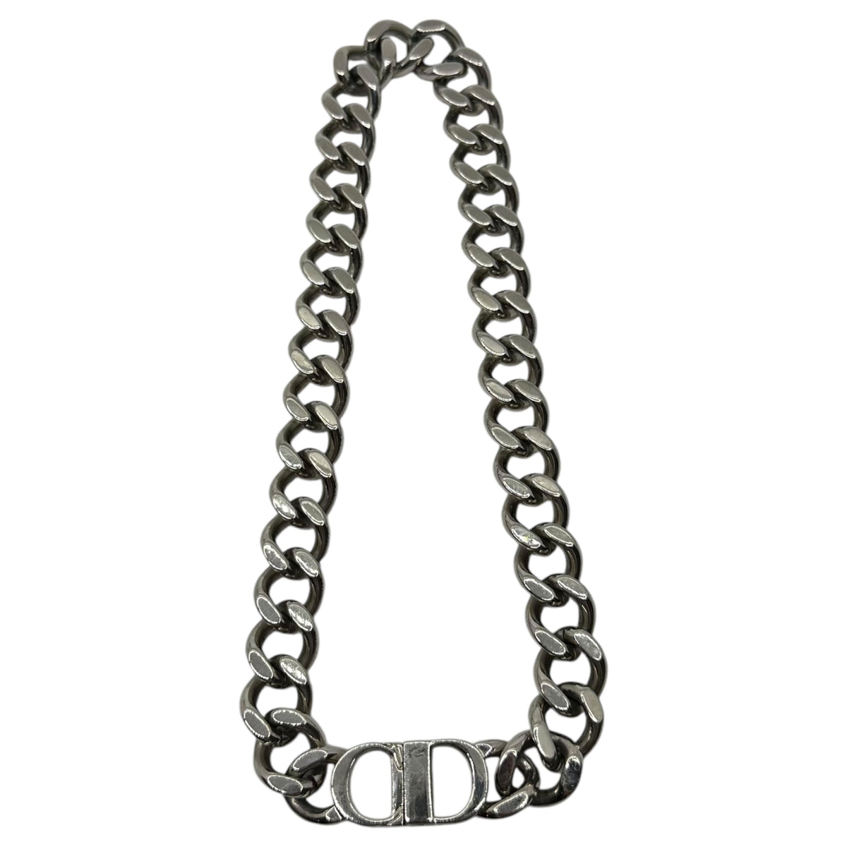 Christian Dior CD ICON Chain Link Necklace Silver