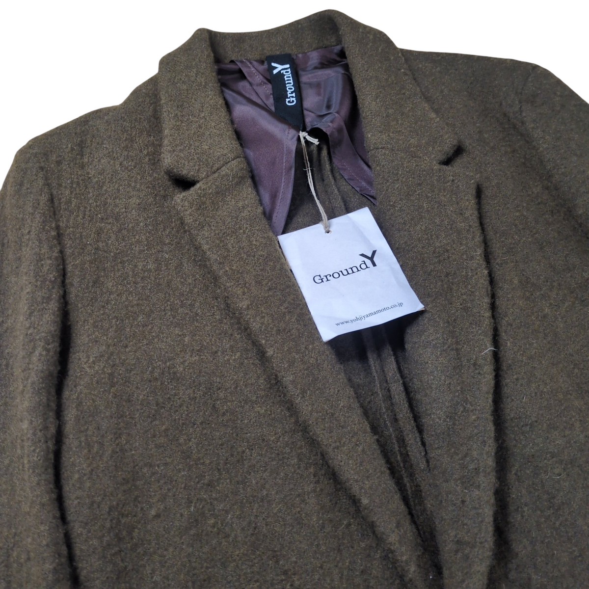 Ground Y Fulling Wool Serge 1B Long Jacket Khaki Size 1