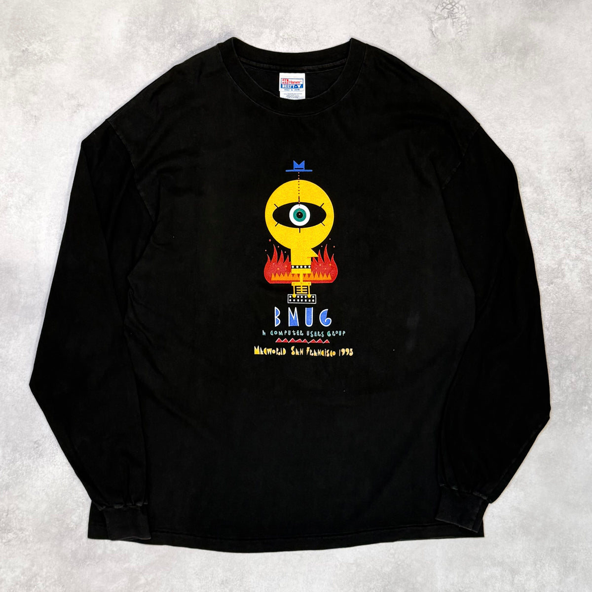 BMUG Macintosh 90s Macworld 1995 Graphic Black Size XL