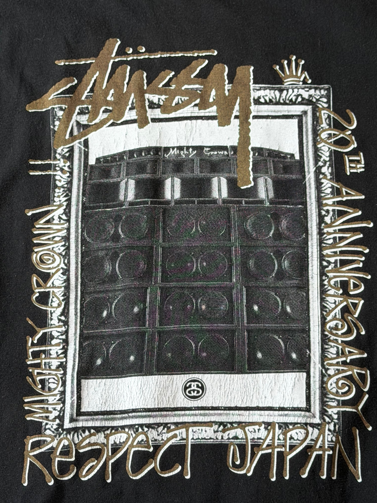 MIGHTY CROWN STUSSY 20th Anniv. T-Shirt Black Size M