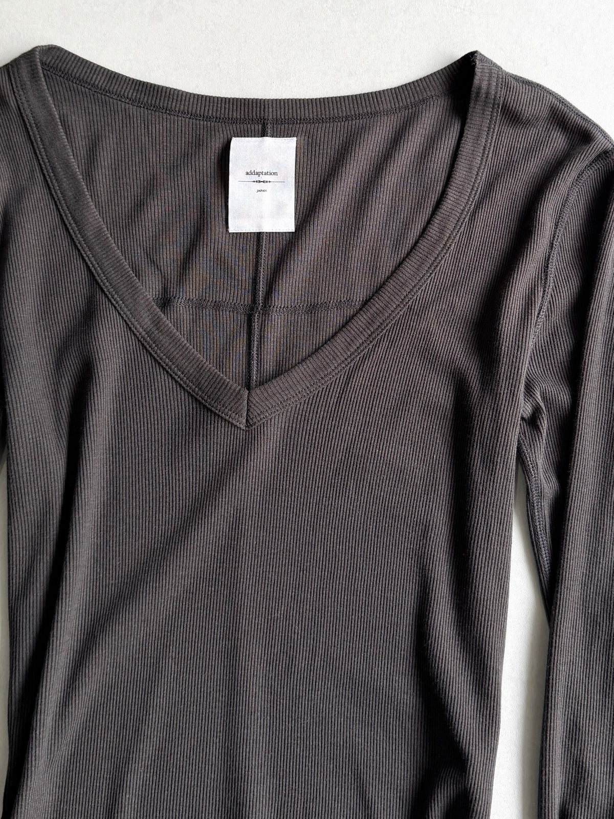 addaptation Ribbed Deep V-Neck Long Sleeve