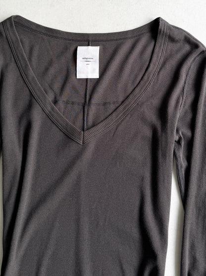 addaptation Ribbed Deep V-Neck Long Sleeve