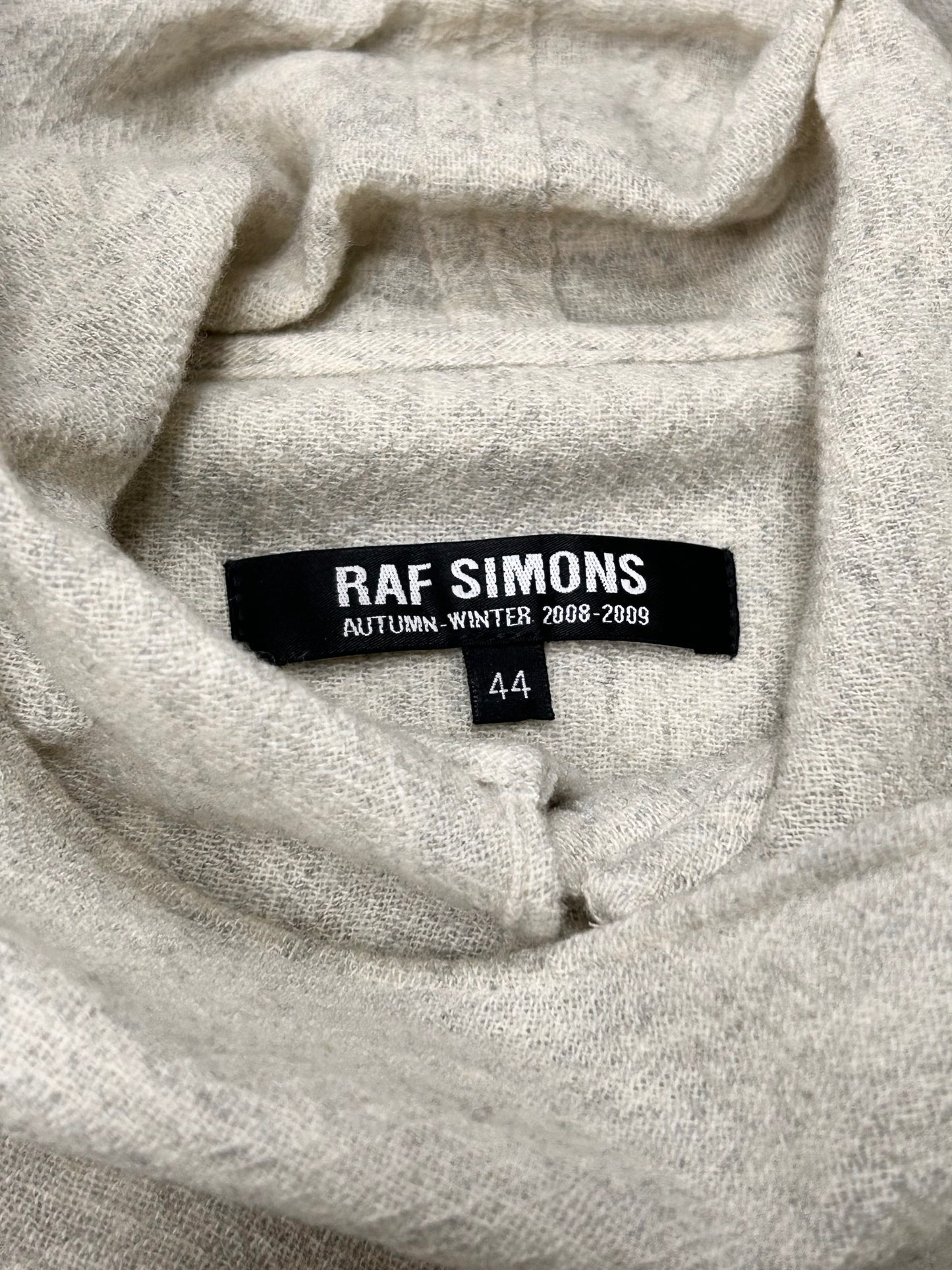 Raf Simons Scarf Collar Wool Shirt (F/W 08) Beige Size 44