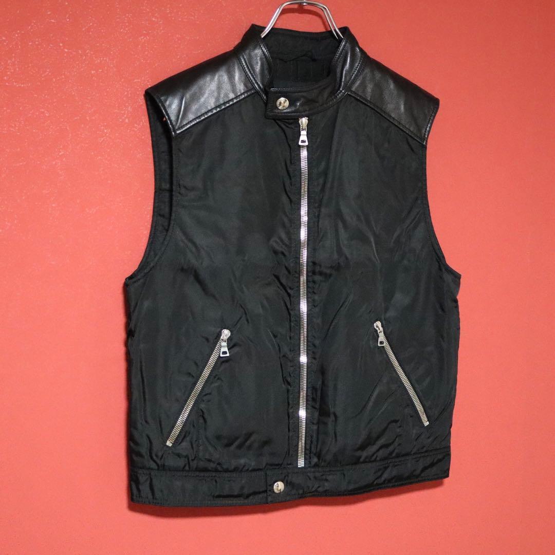 Prada Archive Leather Nylon Docking Vest Black Size S