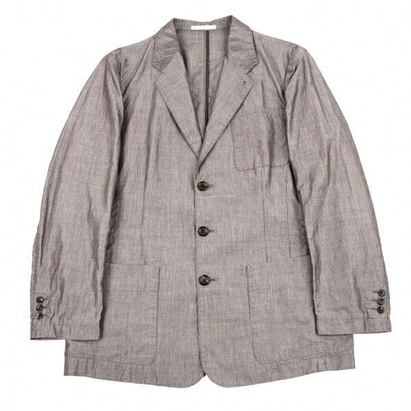Papas Cotton Linen Stripe Tailored Blazer Brown-Gray Size M