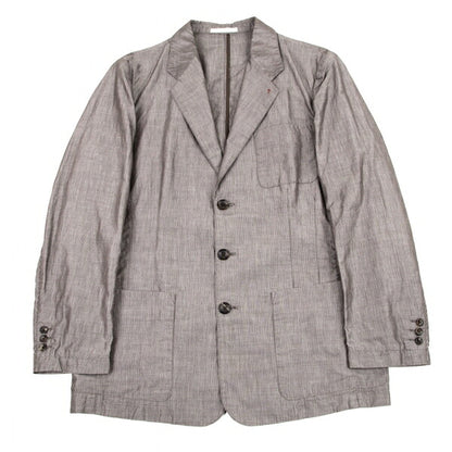 Papas Cotton Linen Stripe Tailored Blazer Brown-Gray Size M
