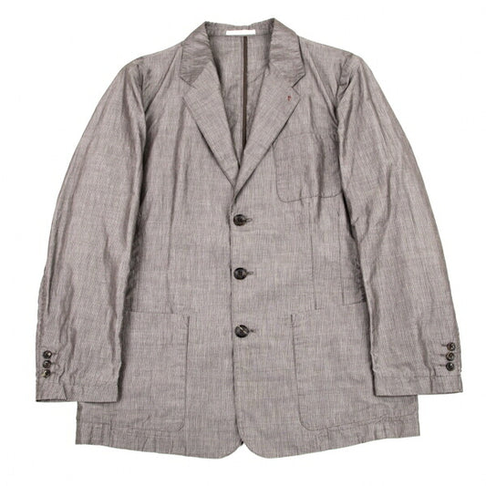 Papas Cotton Linen Stripe Tailored Blazer Brown-Gray Size M
