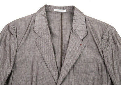 Papas Cotton Linen Stripe Tailored Blazer Brown-Gray Size M
