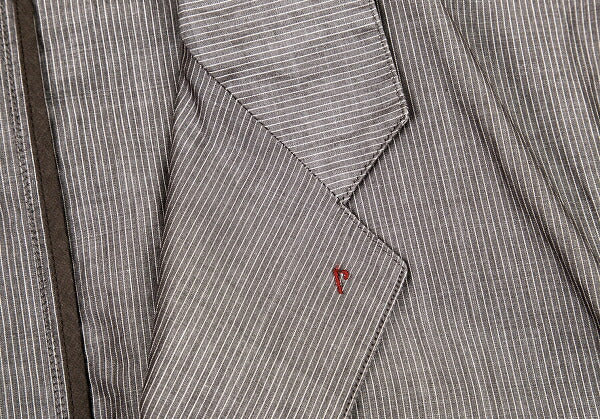 Papas Cotton Linen Stripe Tailored Blazer Brown-Gray Size M