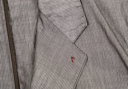 Papas Cotton Linen Stripe Tailored Blazer Brown-Gray Size M