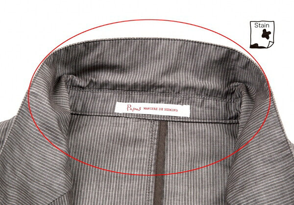Papas Cotton Linen Stripe Tailored Blazer Brown-Gray Size M