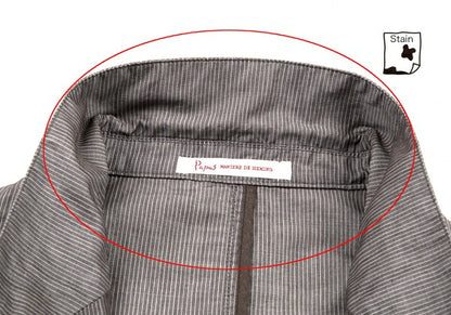Papas Cotton Linen Stripe Tailored Blazer Brown-Gray Size M