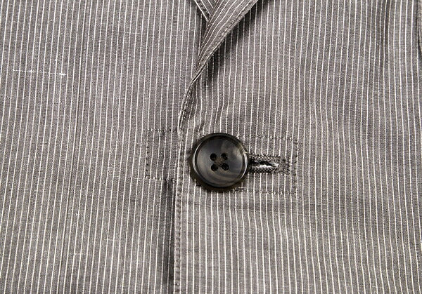 Papas Cotton Linen Stripe Tailored Blazer Brown-Gray Size M