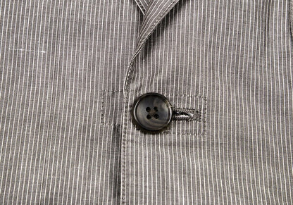Papas Cotton Linen Stripe Tailored Blazer Brown-Gray Size M