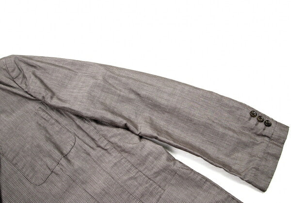 Papas Cotton Linen Stripe Tailored Blazer Brown-Gray Size M