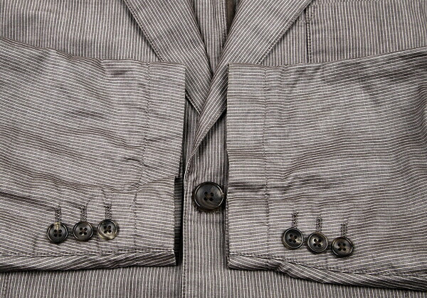 Papas Cotton Linen Stripe Tailored Blazer Brown-Gray Size M