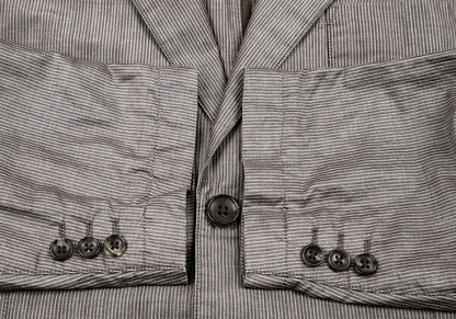 Papas Cotton Linen Stripe Tailored Blazer Brown-Gray Size M