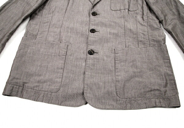 Papas Cotton Linen Stripe Tailored Blazer Brown-Gray Size M