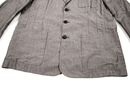 Papas Cotton Linen Stripe Tailored Blazer Brown-Gray Size M