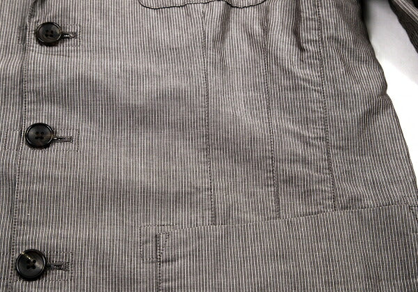 Papas Cotton Linen Stripe Tailored Blazer Brown-Gray Size M