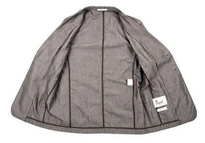 Papas Cotton Linen Stripe Tailored Blazer Brown-Gray Size M