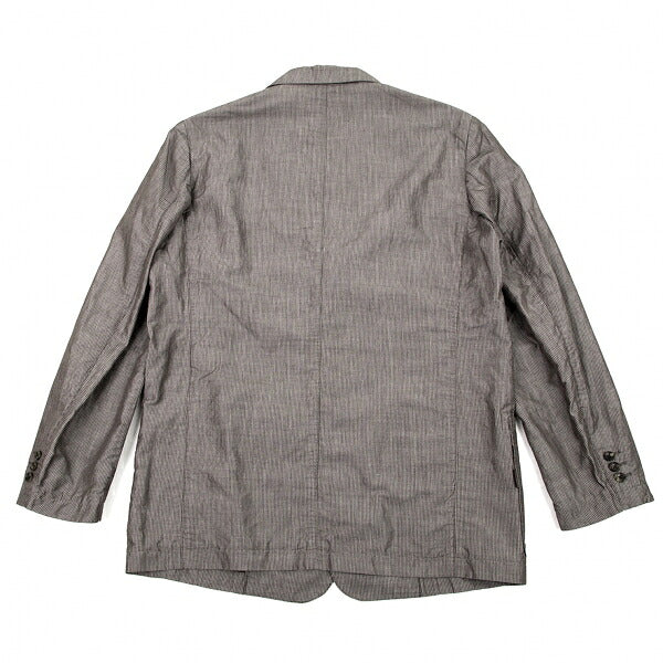Papas Cotton Linen Stripe Tailored Blazer Brown-Gray Size M