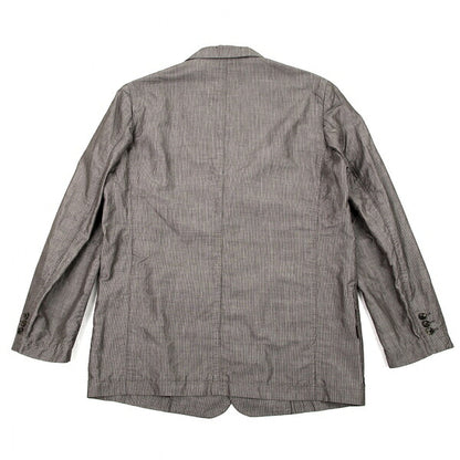 Papas Cotton Linen Stripe Tailored Blazer Brown-Gray Size M