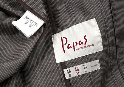 Papas Cotton Linen Stripe Tailored Blazer Brown-Gray Size M