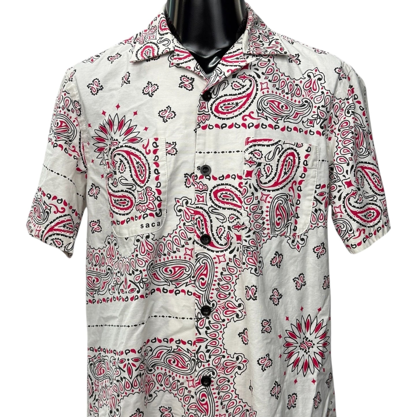 sacai 22SS Bandana Print Open Collar Shirt Size 1