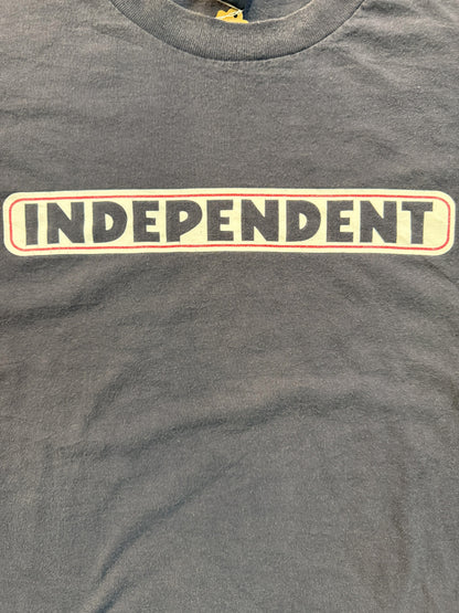 INDEPENDENT 90s Iron Cross Logo Print T-shirt Navy Size XL