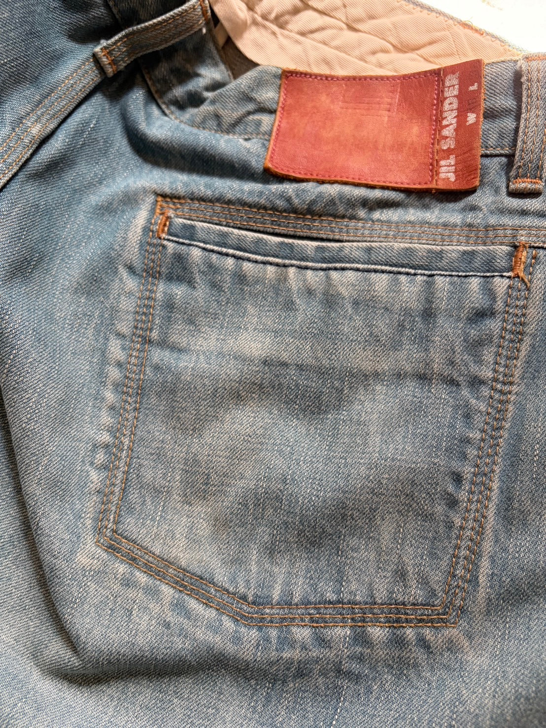 JILSANDER Distressed Denim Pants Indigo Size XL