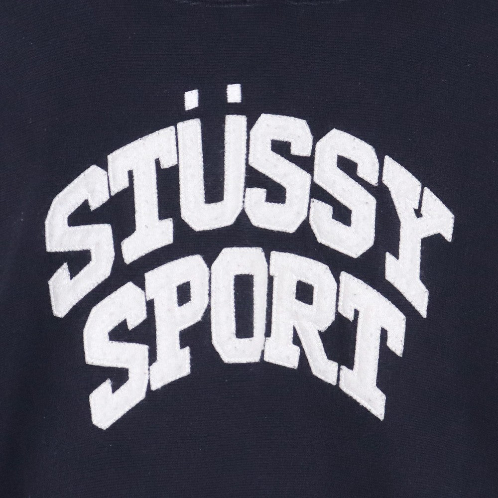 STUSSY × CHAMPION Reverse Weave Felt Hoodie Black Size L