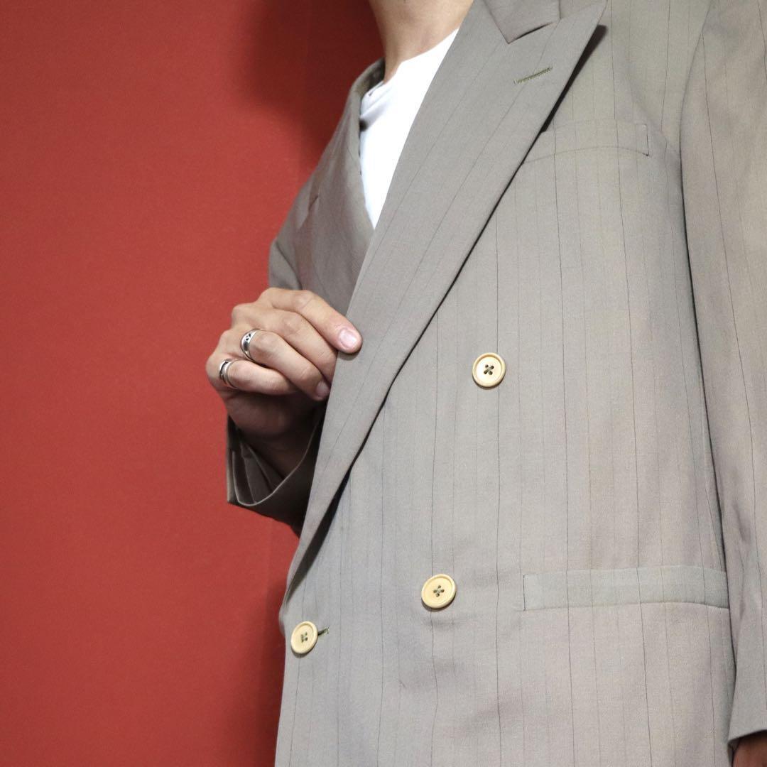 Gianni Versace 80s DB Striped Beige Jacket Size 46