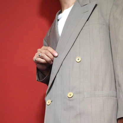 Gianni Versace 80s DB Striped Beige Jacket Size 46
