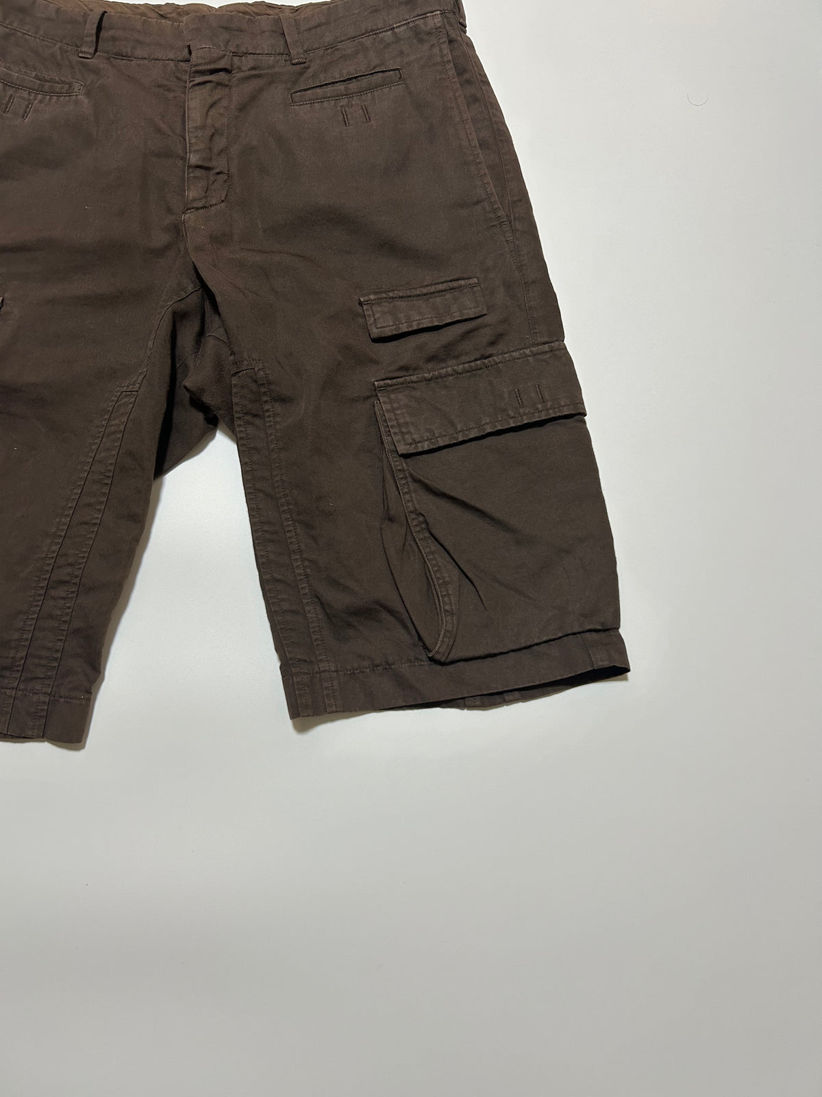 NEIL BARRETT 2000s Cotton Linen Cargo Shorts Brown Size 48