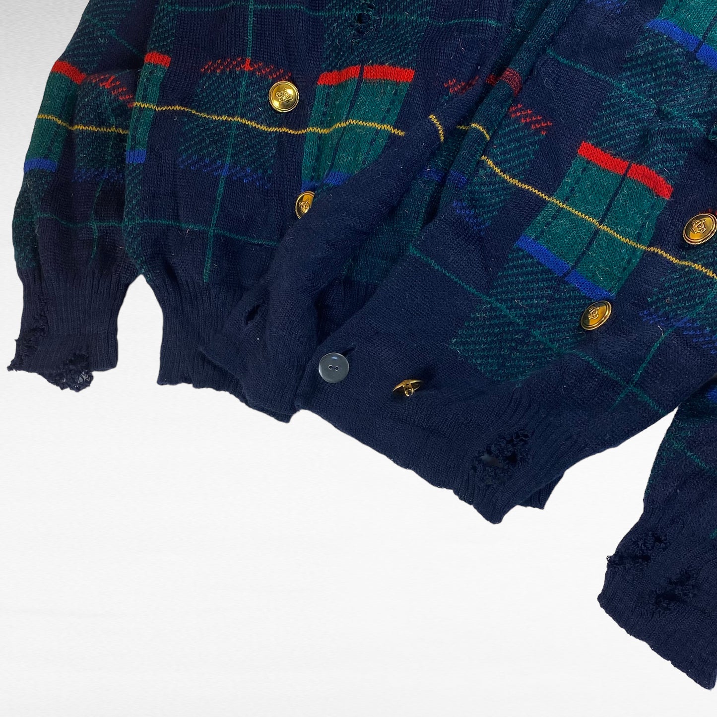 KRISS 90s Remake Boro Double Breasted Check Cardigan Size L