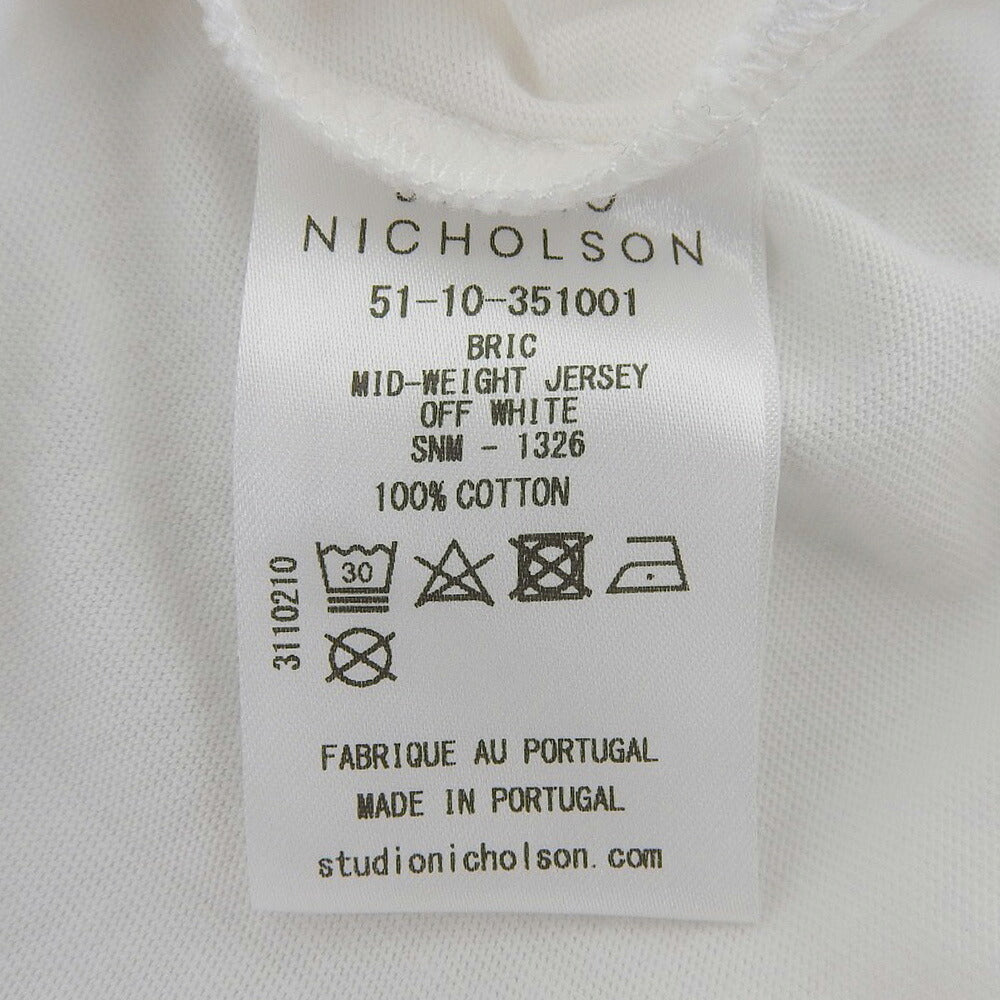 STUDIO NICHOLSON White Cotton Short Sleeve T-Shirt Size M