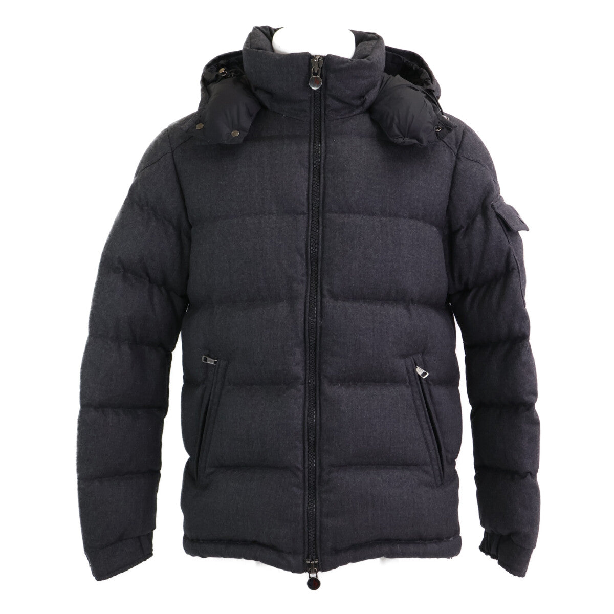 MONCLER MONTGENEVRE Wool Hooded Down Jacket Gray Size 1