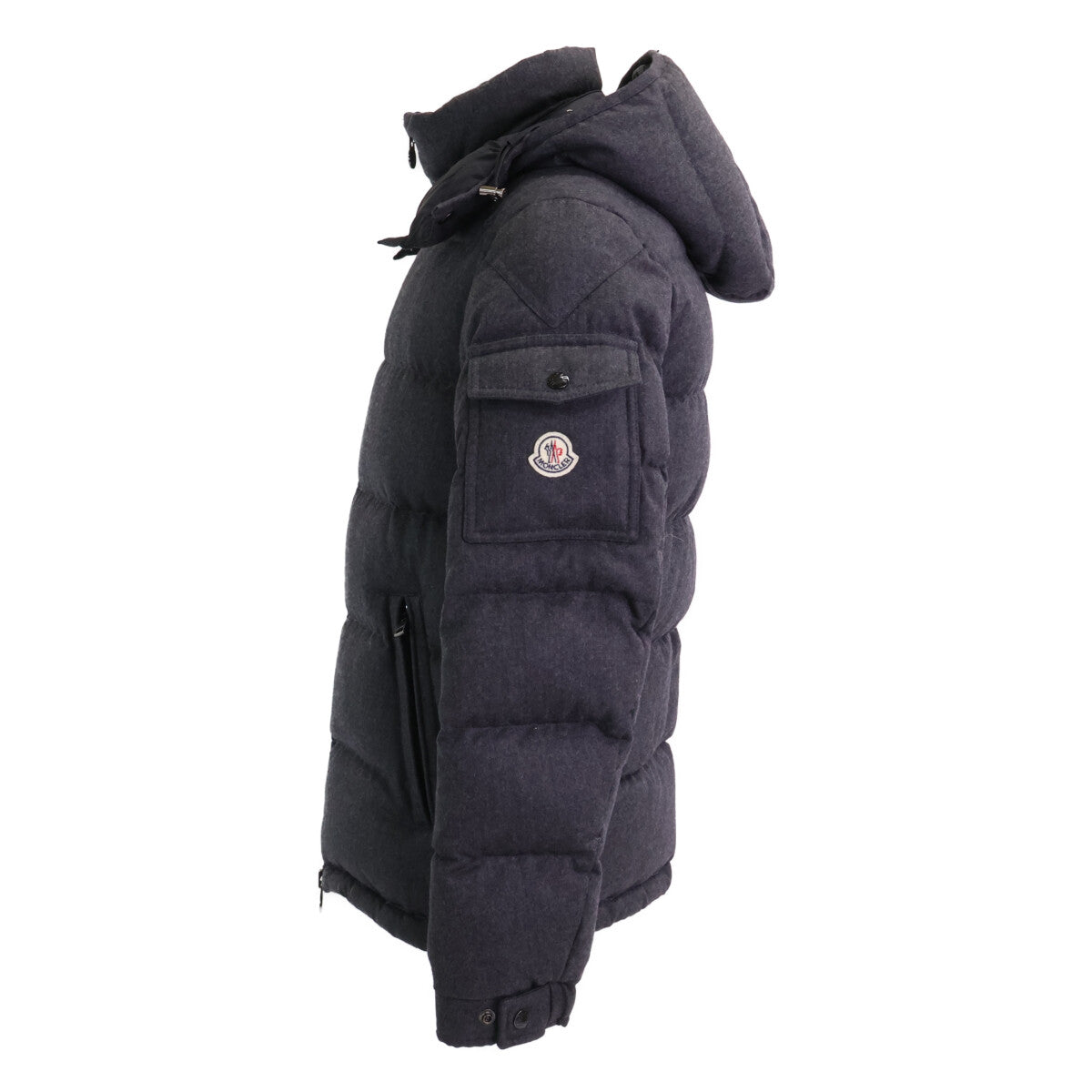 MONCLER MONTGENEVRE Wool Hooded Down Jacket Gray Size 1