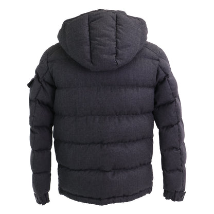 MONCLER MONTGENEVRE Wool Hooded Down Jacket Gray Size 1