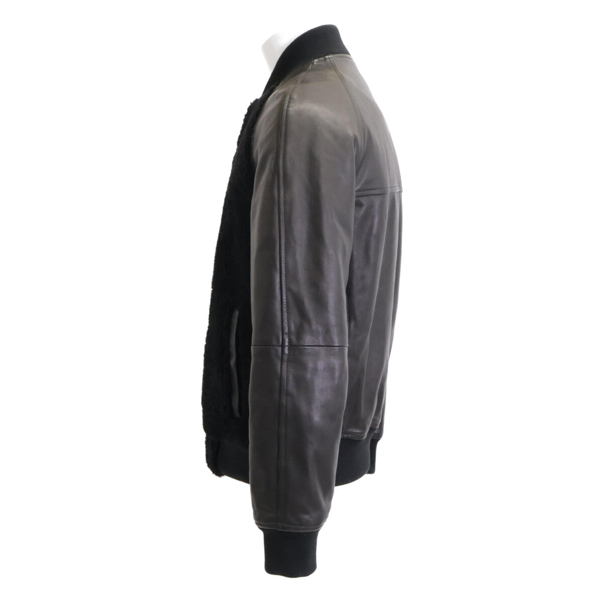EMMETI ELIOT Black Lamb Leather Shearling Zip Jacket Size 48