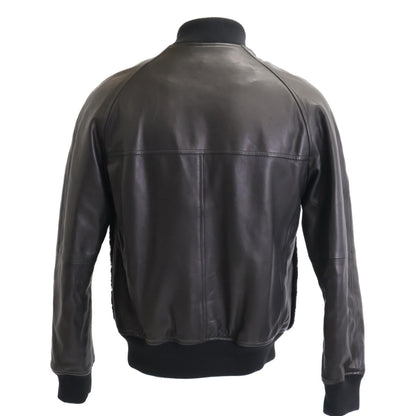 EMMETI ELIOT Black Lamb Leather Shearling Zip Jacket Size 48