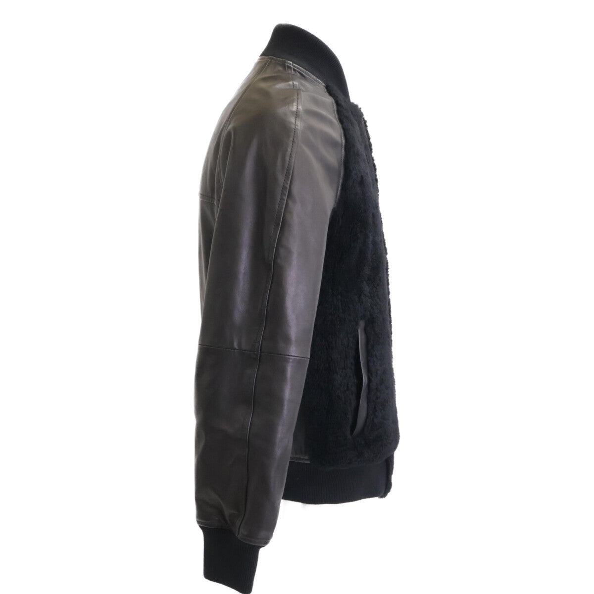 EMMETI ELIOT Black Lamb Leather Shearling Zip Jacket Size 48
