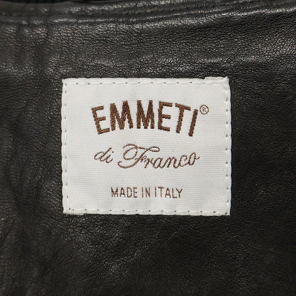 EMMETI ELIOT Black Lamb Leather Shearling Zip Jacket Size 48