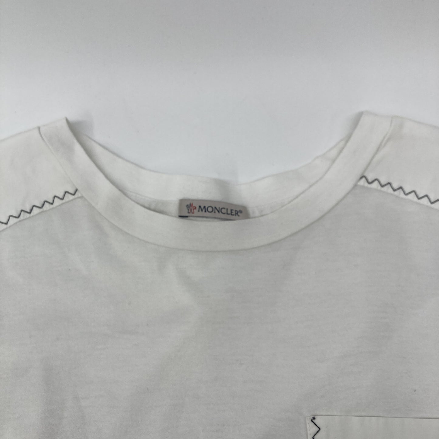 MONCLER 22SS White Tricolor Stitch T-Shirt Size L