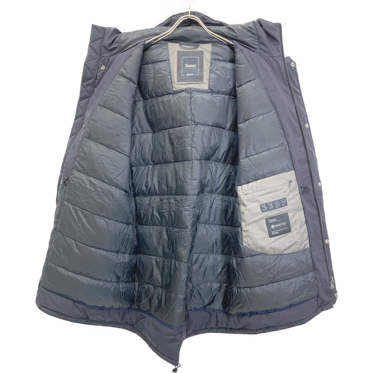 HERNO LAMINAR GORE-TEX Hooded Down Coat Navy Size 50
