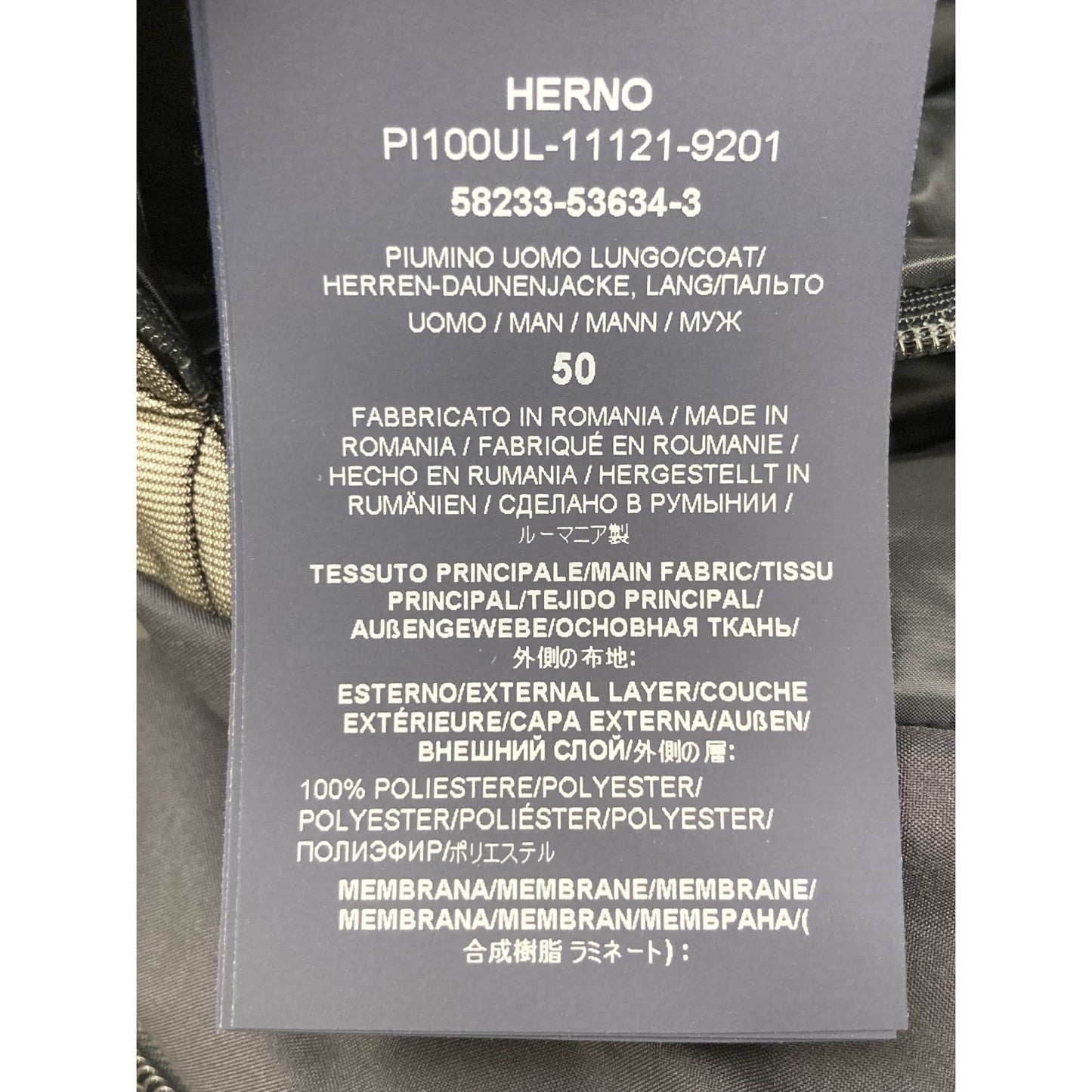 HERNO LAMINAR GORE-TEX Hooded Down Coat Navy Size 50