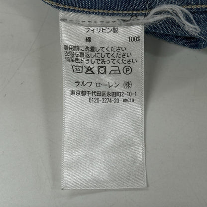 RRL Blue Cotton Embroidered Snap Button Shirt Size 2